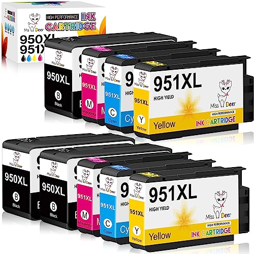 MS DEER Compatible 950XL 951XL Combo Ink Cartridges Replacement for HP 950 951 XL for Officejet Pro 8600 8610 8100 8615 8620 8625 251dw 276dw Printers (3 Black, 2 Cyan, 2 Magenta, 2 Yellow) 9-Pack