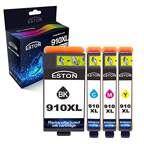 ESTON Remanufactured Ink Cartridge Replacement for HP 910 XL Ink Cartridges Compatible for OfficeJet 8025e 8035e 8025 8035 8028e 8020 8022 8028 8015(1BK+1C+1M+1Y)…