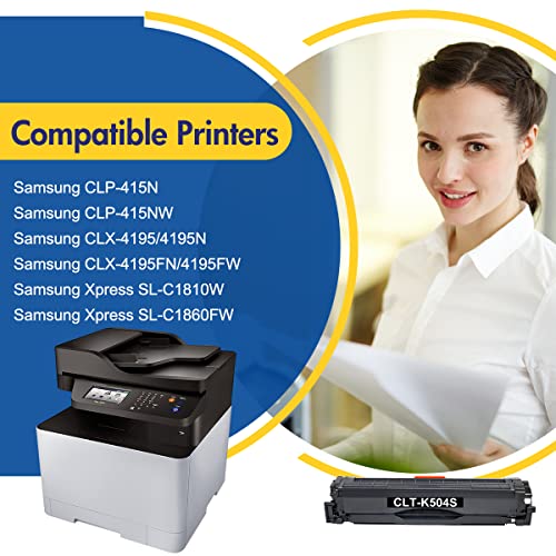 CLT-K504S Toner Cartridge Compatible Replacement for Samsung CLT-K504S for Samsung Xpress C1860FW C1810W SL-C1860FW SL-C1810W CLX-4195FW CLP-415NW Printer (Black, 1-Pack)