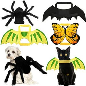 4 pcs halloween pet costume spider dragon bat butterfly dog costume adjustable adhesive cosplay bat wings for small dogs and cats funny cat dog costume halloween party supply
