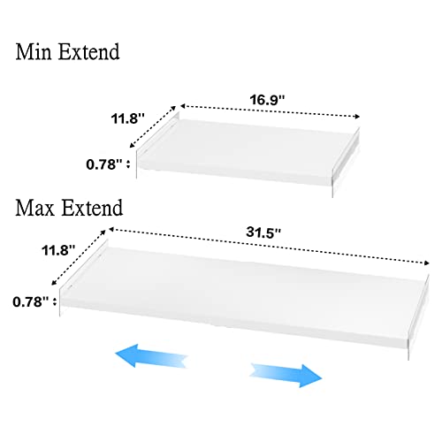 Benzoyl Adjustable Closet Shelf, Metal Expandable Wardrobe Shelves Organizer with Sticker for School Locker, Bedroom, Cabinet, Wardrobe, Cupboard, Kitchen -11.8'' Width