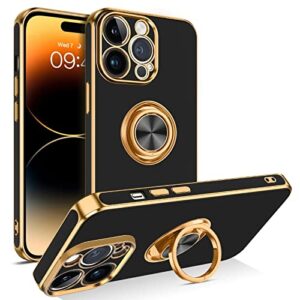bentoben iphone 14 pro case, iphone 14 pro phone case, slim fit 360° ring holder shockproof kickstand magnetic car mount supported protective women girls men boys cover for iphone 14 pro 6.1", black