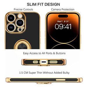 BENTOBEN iPhone 14 Pro Case, iPhone 14 Pro Phone Case, Slim Fit 360° Ring Holder Shockproof Kickstand Magnetic Car Mount Supported Protective Women Girls Men Boys Cover for iPhone 14 Pro 6.1", Black