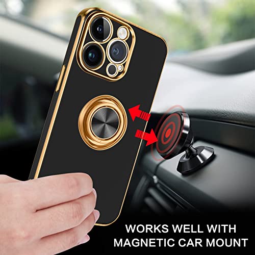 BENTOBEN iPhone 14 Pro Case, iPhone 14 Pro Phone Case, Slim Fit 360° Ring Holder Shockproof Kickstand Magnetic Car Mount Supported Protective Women Girls Men Boys Cover for iPhone 14 Pro 6.1", Black