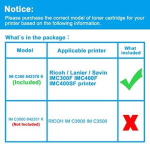 LCL Compatible Toner Cartridge Replacement for Ricoh IM C300 C400 842378 IMC300F IMC400F IMC400SF (1-Pack Black)