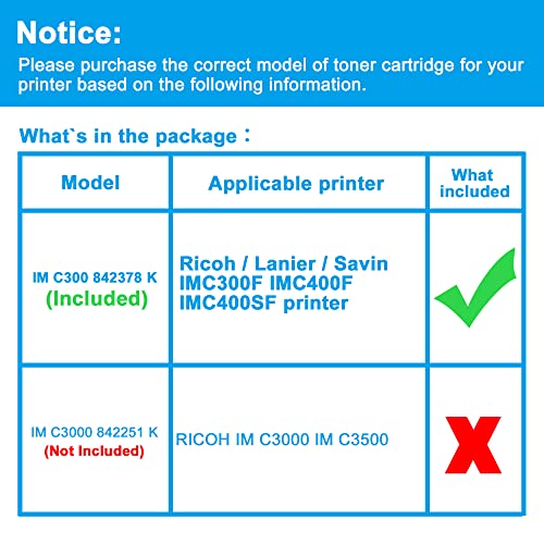 LCL Compatible Toner Cartridge Replacement for Ricoh IM C300 C400 842378 IMC300F IMC400F IMC400SF (1-Pack Black)