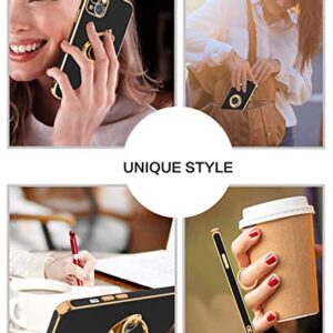 BENTOBEN iPhone 13 Mini Case with 360° Ring Holder, Slim Fit Shockproof Kickstand Magnetic Car Mount Supported Non-Slip Protective Women Men Girls Boys Case Cover for iPhone 13 Mini 5.4", Black/Gold