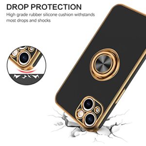 BENTOBEN iPhone 13 Mini Case with 360° Ring Holder, Slim Fit Shockproof Kickstand Magnetic Car Mount Supported Non-Slip Protective Women Men Girls Boys Case Cover for iPhone 13 Mini 5.4", Black/Gold