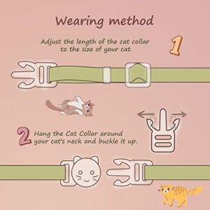 2 Pack Cotton Breakaway Cat Collar with Bell,Yellow&Green Flowers Pendant Cute Cat Collar Kitten Collar,Ideal for Girl Cats Boy Cats