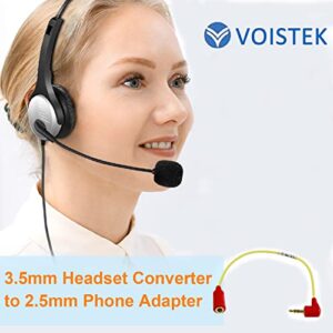 Voistek Headphone Adapter 3.5mm to 2.5mm, Suit for Smartphone Headset Adapter 3.5mm Female to 2.5mm Male Work for Panasonic AT&T Vtech Uniden Cordless Phones (with 2.5mm Headset Jack)