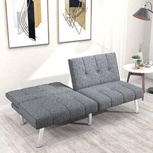 homefla sofa bed, convertible sofa with sturdy frame, adjustable sleeper sofa for living room, bedroom, lounge, dorm or office reception room, 36" d x 65" w x 32" h, grey