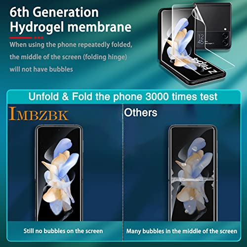 IMBZBK [9 in 1] for Samsung Galaxy Z Flip 4 5G Screen Protector, 3 Pack Inner Screen Flexible Film + 3 Pack Tempered Glass Back Screen Protector + 3 Pack Camera Protector accessories Case Friendly