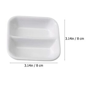 HANABASS 6pcs Ceramic Serving Platter 2 Compartment Appetizer Serving Tray Rectangular Divided Sauce Dishes for Restaurant Kitchen Spices Vinegar (White)