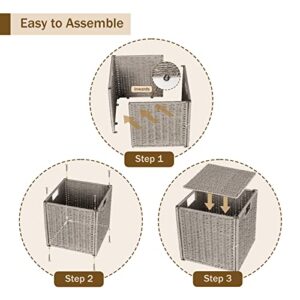 AELS Woven Baskets for Storage, Natural Hand-woven Storage Baskets for Organizing, Cubby Cubes Storage Bins for Shelves, 11" Modern Farmhouse Square Storage Cubes with Handles, Dark Gray, 4 Pack