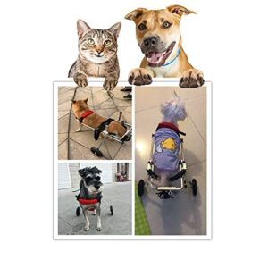 QingYi Dog Wheelchair , Adjustable Animal Exercise Wheels,Cart Pet Wheelchair for Handicapped Hind Legs Small Pet/Cat/Dog Walk (XXS), Red