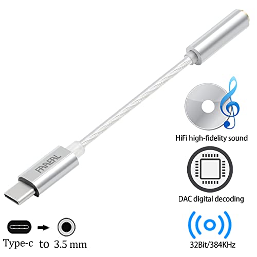 USB Type C to 3.5mm Female Adapter,USB C to Aux Audio Dongle Cable Compatible for Samsung Galaxy S22 S21 S20 Ultra Note 20 10 S10 S9 Plus,Pixel 4 3 2 XL,iPad Pro and More(Silver)