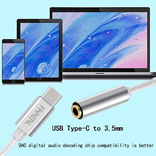 USB Type C to 3.5mm Female Adapter,USB C to Aux Audio Dongle Cable Compatible for Samsung Galaxy S22 S21 S20 Ultra Note 20 10 S10 S9 Plus,Pixel 4 3 2 XL,iPad Pro and More(Silver)