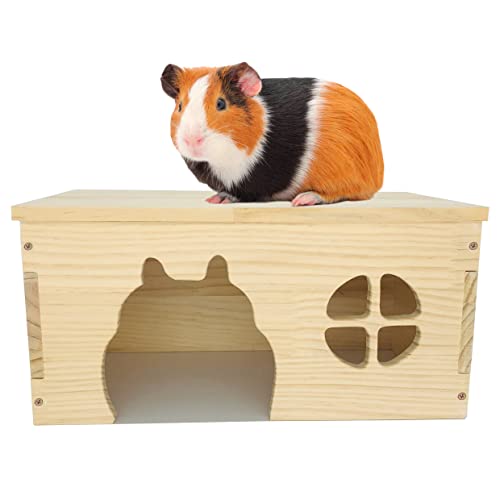 Wooden Guinea Pig Hideout, Chinchilla House, Baby Rabbit House, Dwarf Bunny Hut Hideout Wood, Small Animal Hideout for Rats, Hedgehog