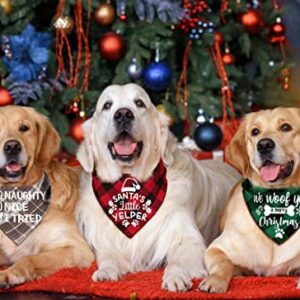 4 Pack Merry Christmas Xmas Dog Bandanas - Triangle Fall Christmas Xmas Dog Bandana Classic Plaid Pet Scarf Bibs Kerchief Gift Set Pet Holiday Accessories Decoration for Small to Large Puppy Dogs Cats