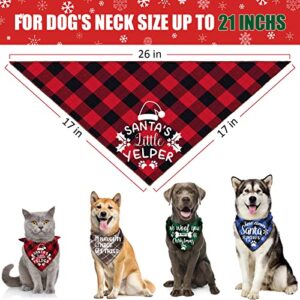 4 Pack Merry Christmas Xmas Dog Bandanas - Triangle Fall Christmas Xmas Dog Bandana Classic Plaid Pet Scarf Bibs Kerchief Gift Set Pet Holiday Accessories Decoration for Small to Large Puppy Dogs Cats