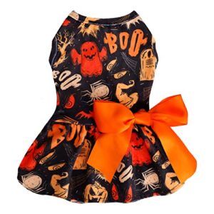 botewo halloween dog dress lightweight velvet pets clothes cute girl doggies dresses outfits with bow tie puppy cat holiday cosplay costume(xxs,black)