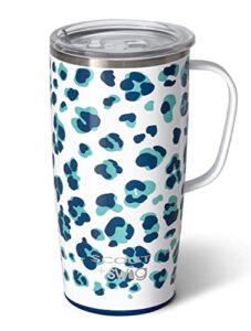 swig life + scout 22oz travel mug | insulated tumbler with handle and lid, cup holder friendly, dishwasher safe, stainless steel, insulated coffee mug with lid and handle (cool cat)