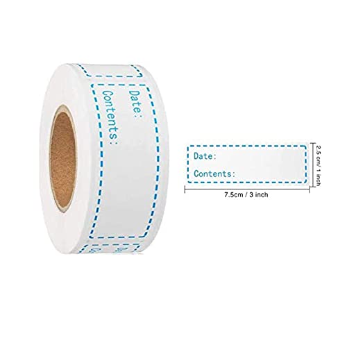 250PCS Removable Freezer Labels for Food Containers Food Storage Stickers 1x3 Inch Kitchen Date Roll Freezer Labels Self-Adhesive Date Labels Waterproof Oil-Resistant Paper Label for Food containers