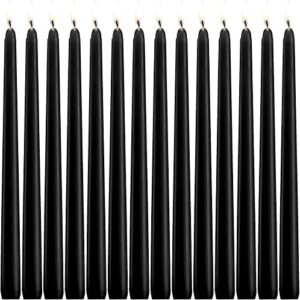 ciphands halloween 10 inch black taper candles set of 14 - dinner candles dripless - tall candles long burning perfect for dinner, party or wedding candles decor