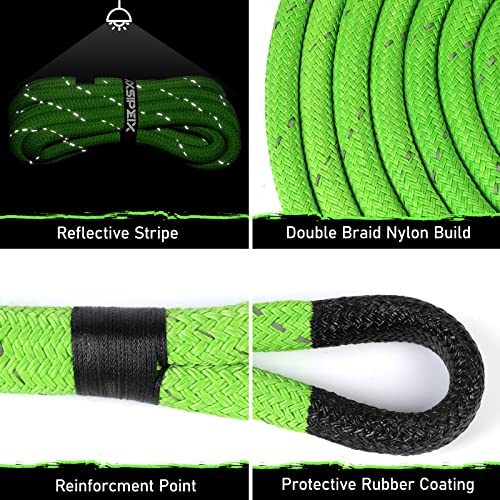 AXSIPEIX 1"×30ft Kinetic Recovery Rope (37,500lbs) Heavy Duty Offroad Recovery Kit for UTV, ATV, Truck, Car Green