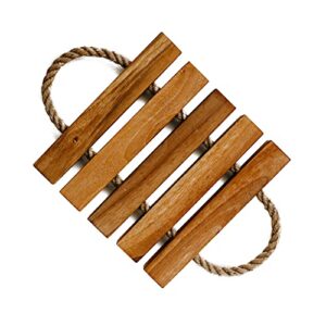 handmade trivet walnut wooden for hot dishes, pots, pans, teapot and tabletop, non-slip, heat resistant, kitchen counter accessories