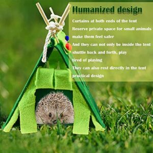 Hamster Tent - Guinea Pig House Small Animal Hiding Place Small pet nest Wooden Stick Triangle Tent for Guinea Pigs, Hamsters, Flying Squirrels, etc. (Green)