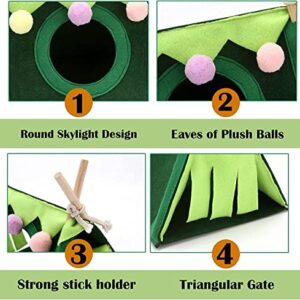 Hamster Tent - Guinea Pig House Small Animal Hiding Place Small pet nest Wooden Stick Triangle Tent for Guinea Pigs, Hamsters, Flying Squirrels, etc. (Green)