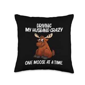 cute moose gifts moose lover accessories & stuff cool women girls deer alaska moose lovers reindeer throw pillow, 16x16, multicolor