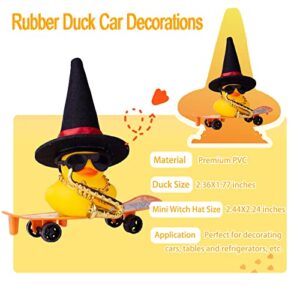 MuMyer Car Rubber Duck Ornaments Yellow Duck Car Dashboard Decorations with Mini Witch Hat Skateboard Instrument Sunglasses Necklace