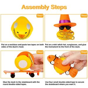 MuMyer Car Rubber Duck Ornaments Yellow Duck Car Dashboard Decorations with Mini Witch Hat Skateboard Instrument Sunglasses Necklace