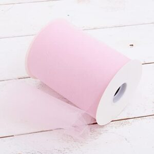 threadart premium soft tulle mega roll - 6 x 100 yards (300ft) fabric - for wedding, parties, costumes, and decoration - light pink