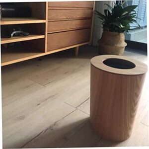 Eaarliyam Wooden Waste Bin with Swing Lid Round Trash Can Kitchen Garbage Basket for Hotel Paper Bins