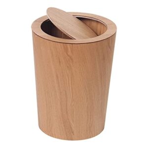 Eaarliyam Wooden Waste Bin with Swing Lid Round Trash Can Kitchen Garbage Basket for Hotel Paper Bins