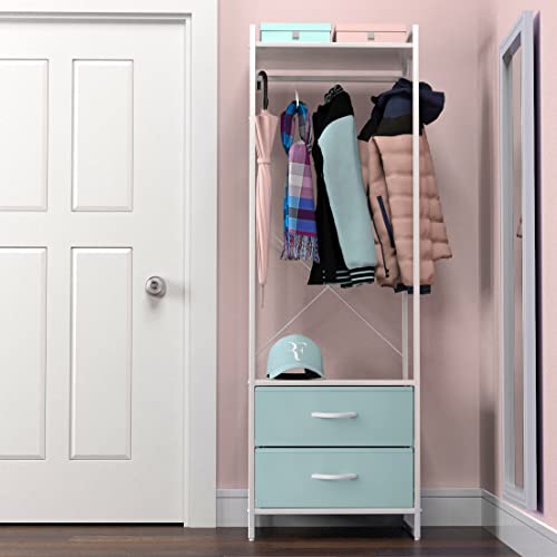 Sorbus Premium Cothing Rack with Drawers - Heavy Duty Wardrobe Closet with Metal Frame & Wooden Top - 70Inch Tall Garment Rack- Lightweight Freestanding Coat Closet - for Hallway, Bedroom