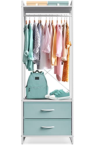 Sorbus Premium Cothing Rack with Drawers - Heavy Duty Wardrobe Closet with Metal Frame & Wooden Top - 70Inch Tall Garment Rack- Lightweight Freestanding Coat Closet - for Hallway, Bedroom