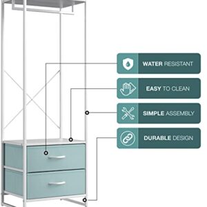 Sorbus Premium Cothing Rack with Drawers - Heavy Duty Wardrobe Closet with Metal Frame & Wooden Top - 70Inch Tall Garment Rack- Lightweight Freestanding Coat Closet - for Hallway, Bedroom