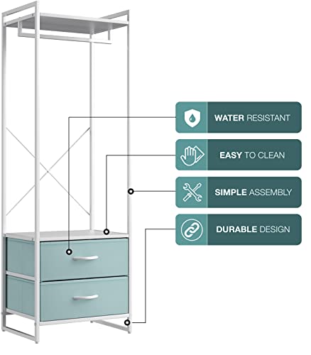 Sorbus Premium Cothing Rack with Drawers - Heavy Duty Wardrobe Closet with Metal Frame & Wooden Top - 70Inch Tall Garment Rack- Lightweight Freestanding Coat Closet - for Hallway, Bedroom