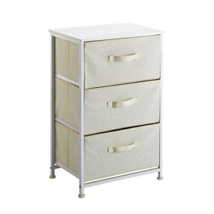 urban shop 3 tier fabric drawer storage cart with mdf wood frame, cream with white frame