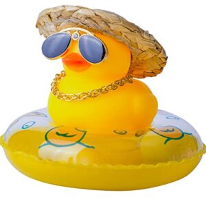 mumyer duck car dashboard decorations rubber duck car ornaments for car dashboard decoration accessories with mini swim ring sun hat necklace and sunglasses
