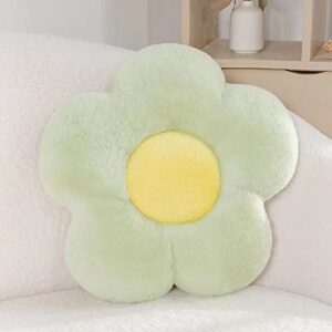 rejorio flower pillow plush seat cushion cute room decor floor daisy cushion for chair,sofa,bed(sage green,18 inches)