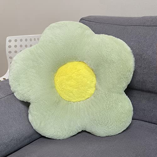 REJORIO Flower Pillow Plush Seat Cushion Cute Room Decor Floor Daisy Cushion for Chair,Sofa,Bed(Sage Green,18 inches)