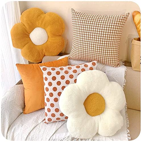 REJORIO Flower Pillow Plush Seat Cushion Cute Room Decor Floor Daisy Cushion for Chair,Sofa,Bed(Sage Green,18 inches)