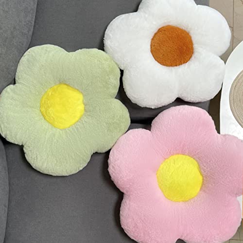 REJORIO Flower Pillow Plush Seat Cushion Cute Room Decor Floor Daisy Cushion for Chair,Sofa,Bed(Sage Green,18 inches)