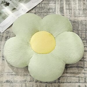 REJORIO Flower Pillow Plush Seat Cushion Cute Room Decor Floor Daisy Cushion for Chair,Sofa,Bed(Sage Green,18 inches)