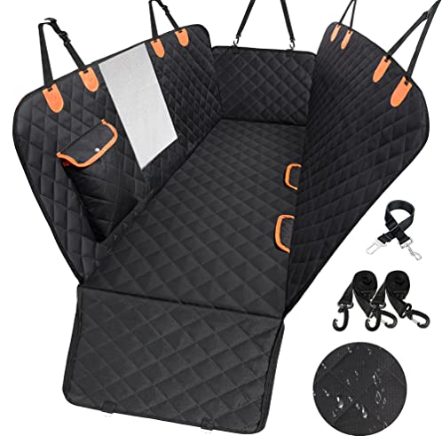 EasyHaWei Dog Car Seat Cover for Back Seat 600D Scratchproof Nonslip Durable Waterproof Cars Pet Backseat Covers with Mesh Window Dogs Hammock for Car，SUV, Truck (54" W x 58" L)